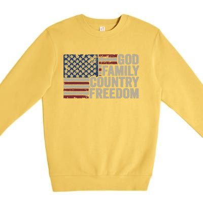 God Family Country Freedom 4th July USA Flag Christian Premium Crewneck Sweatshirt