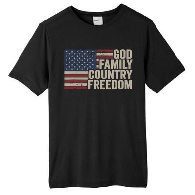 God Family Country Freedom 4th July USA Flag Christian Tall Fusion ChromaSoft Performance T-Shirt