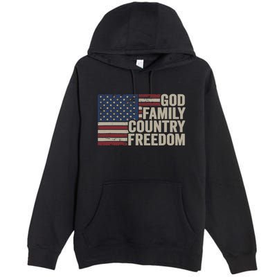 God Family Country Freedom 4th July USA Flag Christian Premium Pullover Hoodie