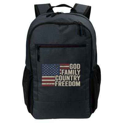 God Family Country Freedom 4th July USA Flag Christian Daily Commute Backpack