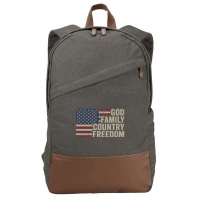 God Family Country Freedom 4th July USA Flag Christian Cotton Canvas Backpack