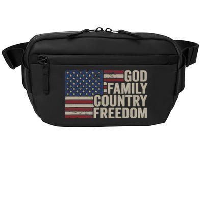 God Family Country Freedom 4th July USA Flag Christian Crossbody Pack