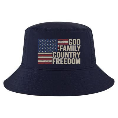 God Family Country Freedom 4th July USA Flag Christian Cool Comfort Performance Bucket Hat