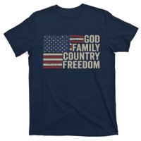 God Family Country Freedom 4th July USA Flag Christian T-Shirt