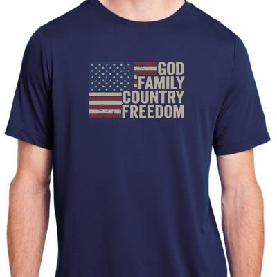 God Family Country Freedom 4th July USA Flag Christian Adult ChromaSoft Performance T-Shirt