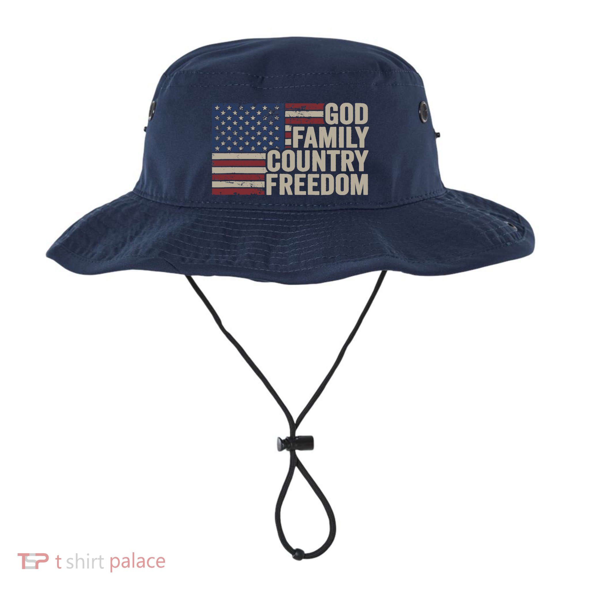God Family Country Freedom 4th July USA Flag Christian Bucket Hat