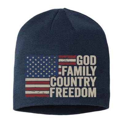 God Family Country Freedom 4th July USA Flag Christian Sustainable Beanie