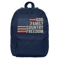 God Family Country Freedom 4th July USA Flag Christian 16 in Basic Backpack