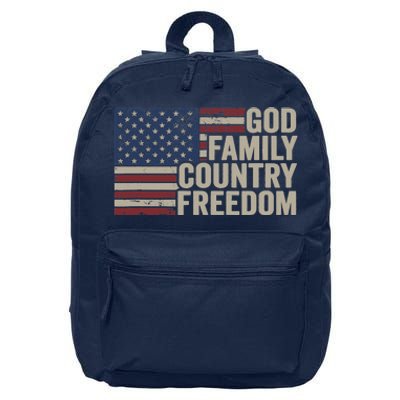 God Family Country Freedom 4th July USA Flag Christian 16 in Basic Backpack