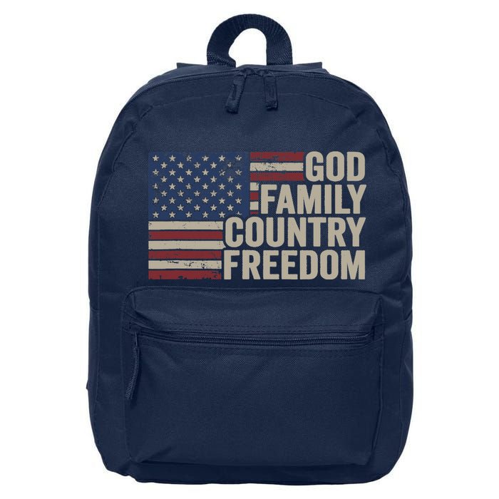 God Family Country Freedom 4th July USA Flag Christian 16 in Basic Backpack