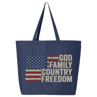 God Family Country Freedom 4th July USA Flag Christian 25L Jumbo Tote