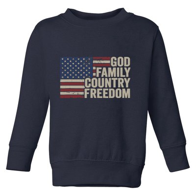 God Family Country Freedom 4th July USA Flag Christian Toddler Sweatshirt