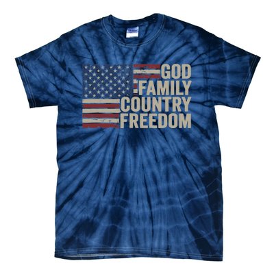 God Family Country Freedom 4th July USA Flag Christian Tie-Dye T-Shirt