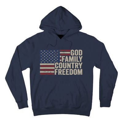 God Family Country Freedom 4th July USA Flag Christian Tall Hoodie