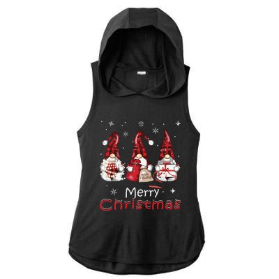 Gnome Family Christmas Shirts For Women Buffalo Plaid Ladies PosiCharge Tri-Blend Wicking Draft Hoodie Tank