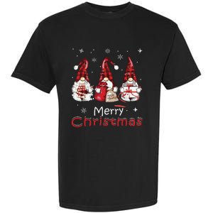 Gnome Family Christmas Shirts For Women Buffalo Plaid Garment-Dyed Heavyweight T-Shirt