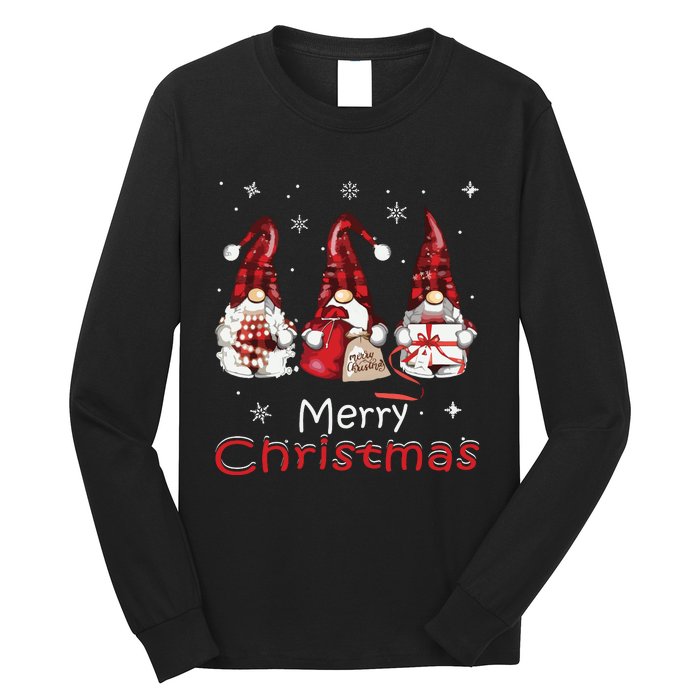 Gnome Family Christmas Shirts For Women Buffalo Plaid Long Sleeve Shirt