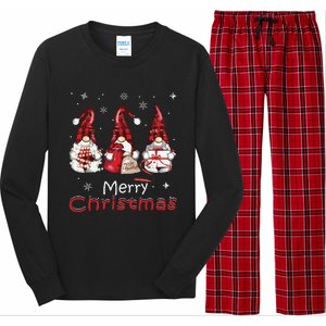 Gnome Family Christmas Shirts For Women Buffalo Plaid Long Sleeve Pajama Set