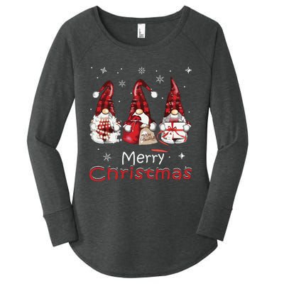 Gnome Family Christmas Shirts For Women Buffalo Plaid Women's Perfect Tri Tunic Long Sleeve Shirt