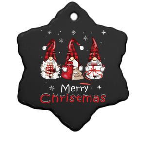 Gnome Family Christmas Shirts For Women Buffalo Plaid Ceramic Star Ornament