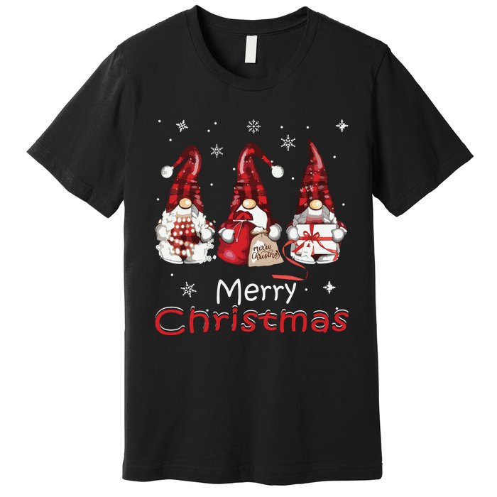 Gnome Family Christmas Shirts For Women Buffalo Plaid Premium T-Shirt