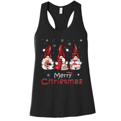 Gnome Family Christmas Shirts For Women Buffalo Plaid Women's Racerback Tank