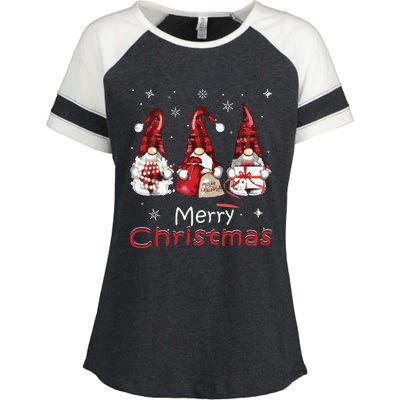 Gnome Family Christmas Shirts For Women Buffalo Plaid Enza Ladies Jersey Colorblock Tee