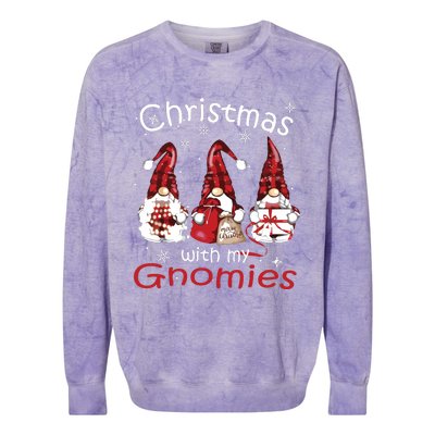 Gnome Family Christmas Shirts For Women Buffalo Plaid Colorblast Crewneck Sweatshirt