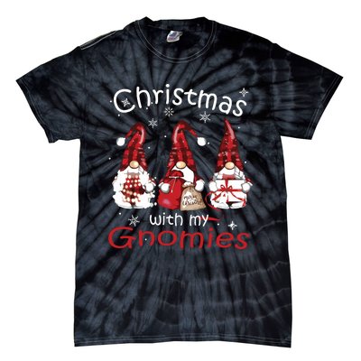 Gnome Family Christmas Shirts For Women Buffalo Plaid Tie-Dye T-Shirt