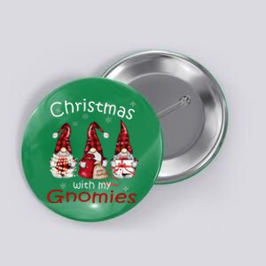 Gnome Family Christmas Buffalo Plaid Button