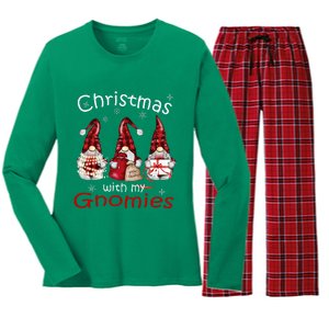 Gnome Family Christmas Buffalo Plaid Women's Long Sleeve Flannel Pajama Set 