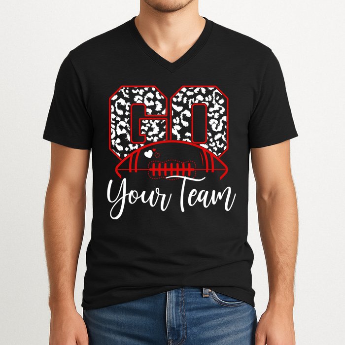 Go Football Custom Team Name Personalized Fan V-Neck T-Shirt