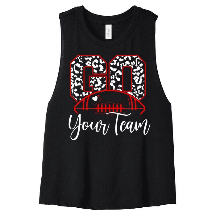 Go Football Custom Team Name Personalized Fan Women's Racerback Cropped Tank