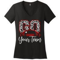 Go Football Custom Team Name Personalized Fan Women's V-Neck T-Shirt
