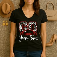 Go Football Custom Team Name Personalized Fan Women's V-Neck T-Shirt