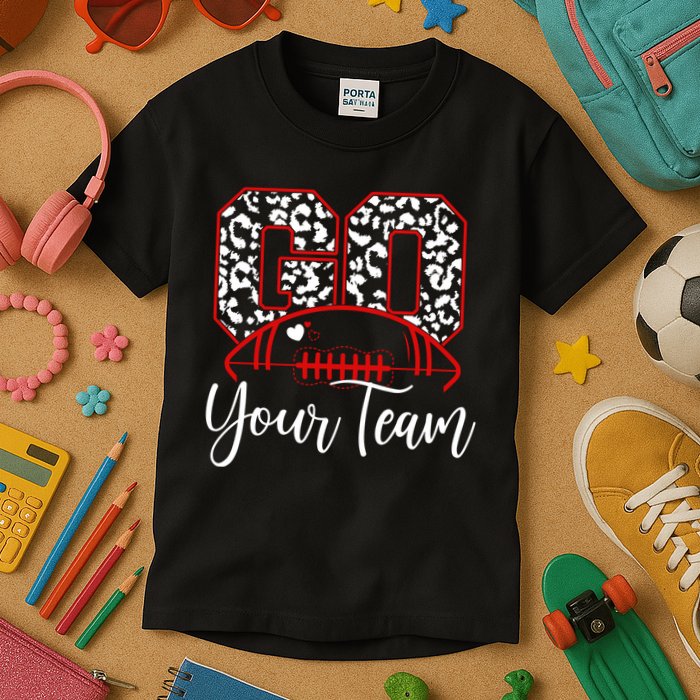 Go Football Custom Team Name Personalized Fan Kids T-Shirt