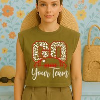 Go Football Custom Team Name Personalized Fan Garment-Dyed Women's Muscle Tee