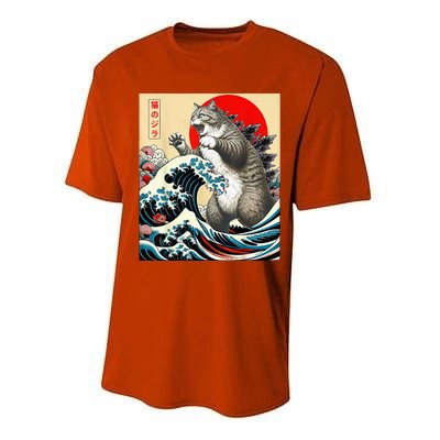 Gifts For Catzilla Cat Japanese Art Cat Owner Performance Sprint T-Shirt