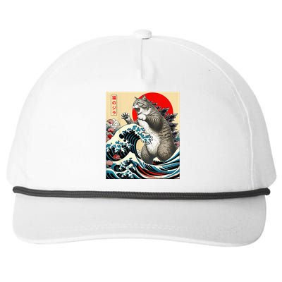 Gifts For Catzilla Cat Japanese Art Cat Owner Snapback Five-Panel Rope Hat