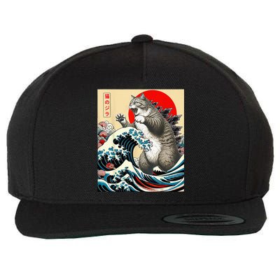 Gifts For Catzilla Cat Japanese Art Cat Owner Wool Snapback Cap