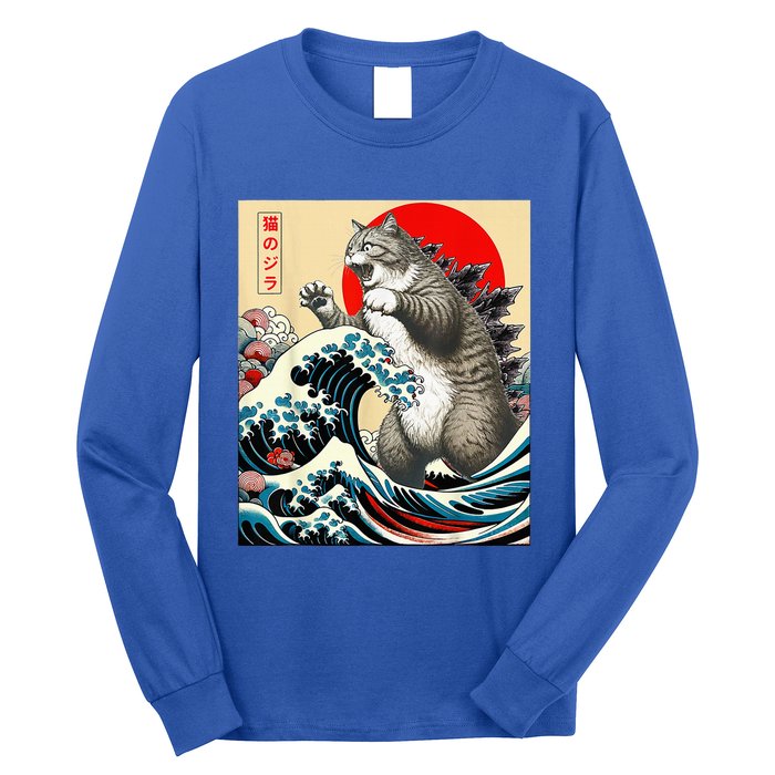 Gifts For Catzilla Cat Japanese Art Cat Owner Long Sleeve Shirt