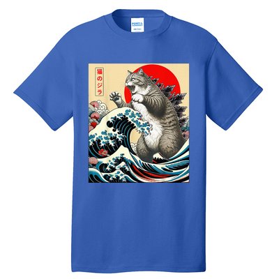 Gifts For Catzilla Cat Japanese Art Cat Owner Tall T-Shirt