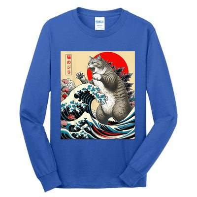 Gifts For Catzilla Cat Japanese Art Cat Owner Tall Long Sleeve T-Shirt