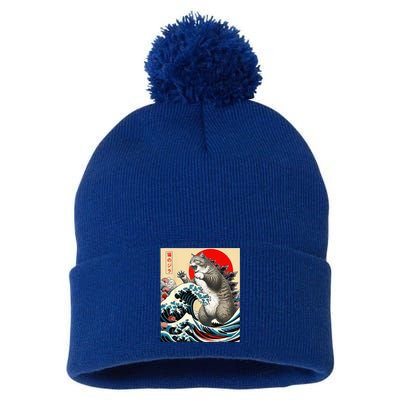 Gifts For Catzilla Cat Japanese Art Cat Owner Pom Pom 12in Knit Beanie