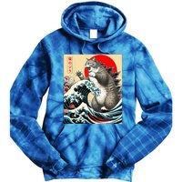 Gifts For Catzilla Cat Japanese Art Cat Owner Tie Dye Hoodie