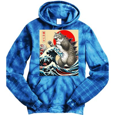 Gifts For Catzilla Cat Japanese Art Cat Owner Tie Dye Hoodie