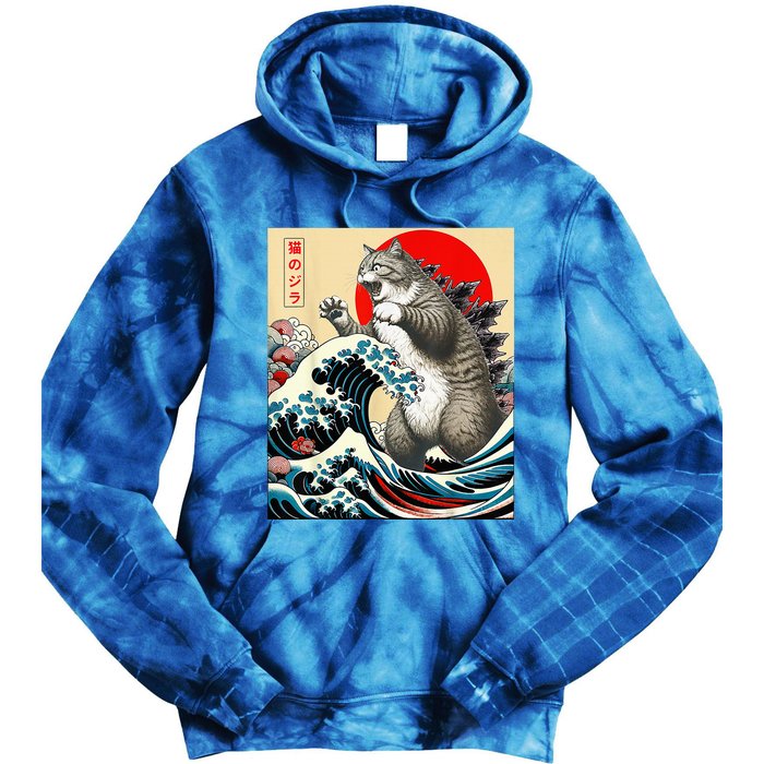 Gifts For Catzilla Cat Japanese Art Cat Owner Tie Dye Hoodie