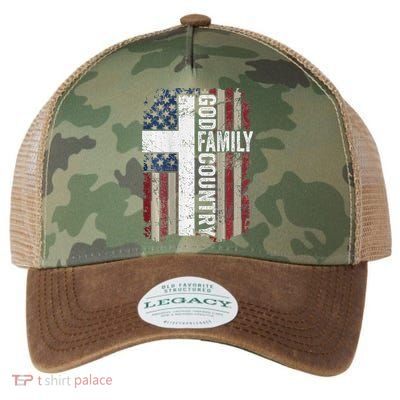 God Family Country Patriotic Christian Cross USA Legacy Tie Dye Trucker Hat