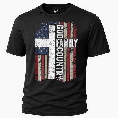 God Family Country Patriotic Christian Cross USA Performance Shirt