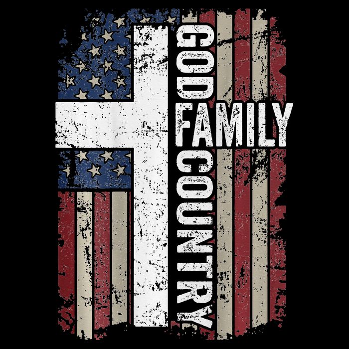 God Family Country Patriotic Christian Cross USA Tall T-Shirt